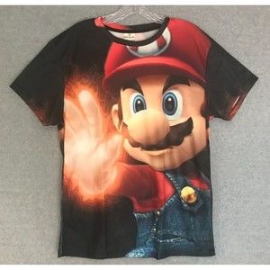 New! SUPER MARIO Shirt Boys Large Nintendo Mario Brothers Game All Over‎ Print